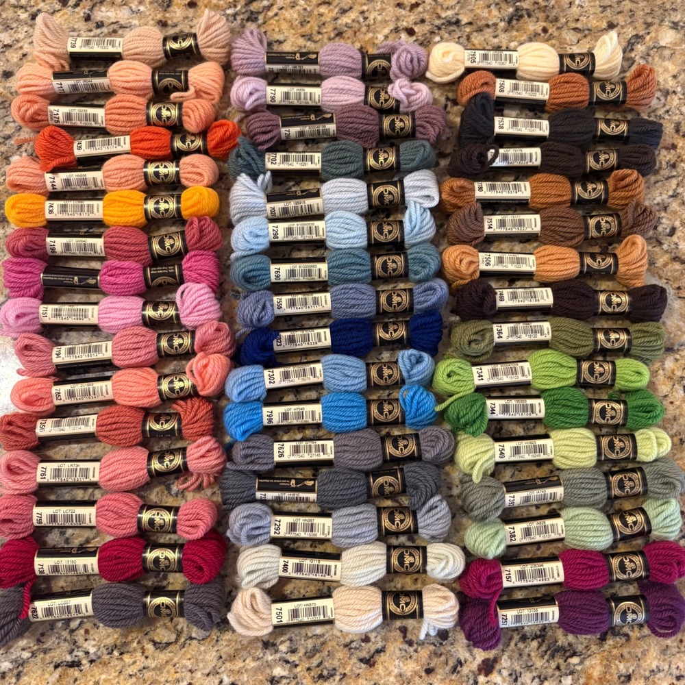 Vintage DMC Laine Colbert Tapestry Wool Yarn Lot 48 Skeins Needlepoint France